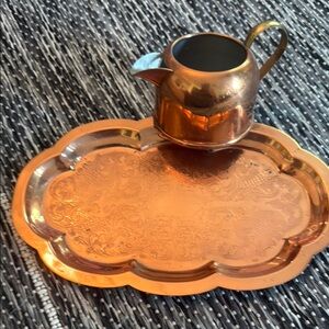 Vintage CopperCraft Guild Creamer and Tray Set (2 pcs)